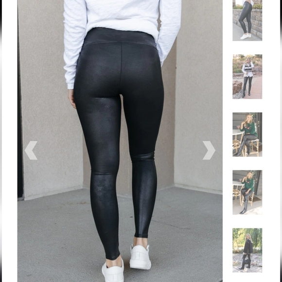 SPANX Faux Leather Legging- Black-sz 2xl Shimmery - Picture 3 of 15